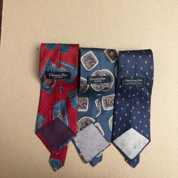 Lot of 3 Christian Dior Mens Silk Neck Ties